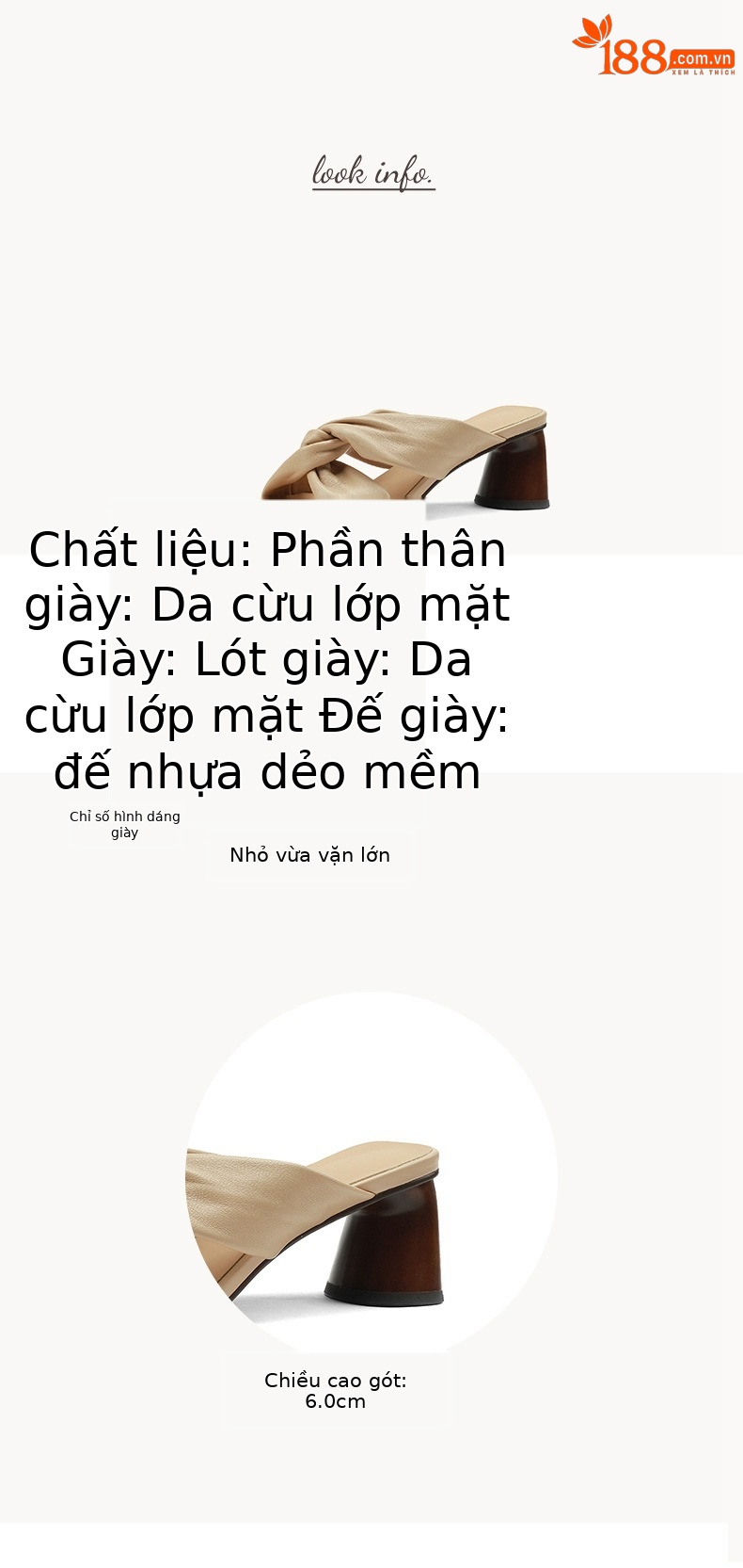 Sandal cao gót nữ hở mũi da cừu đế thô gót 7 cm — Màu đậu chi tiết 2