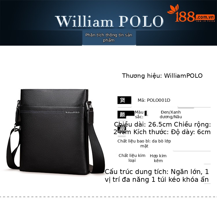 Túi đeo chéo nam da PU Emperor Paul phong cách công sở chi tiết 28