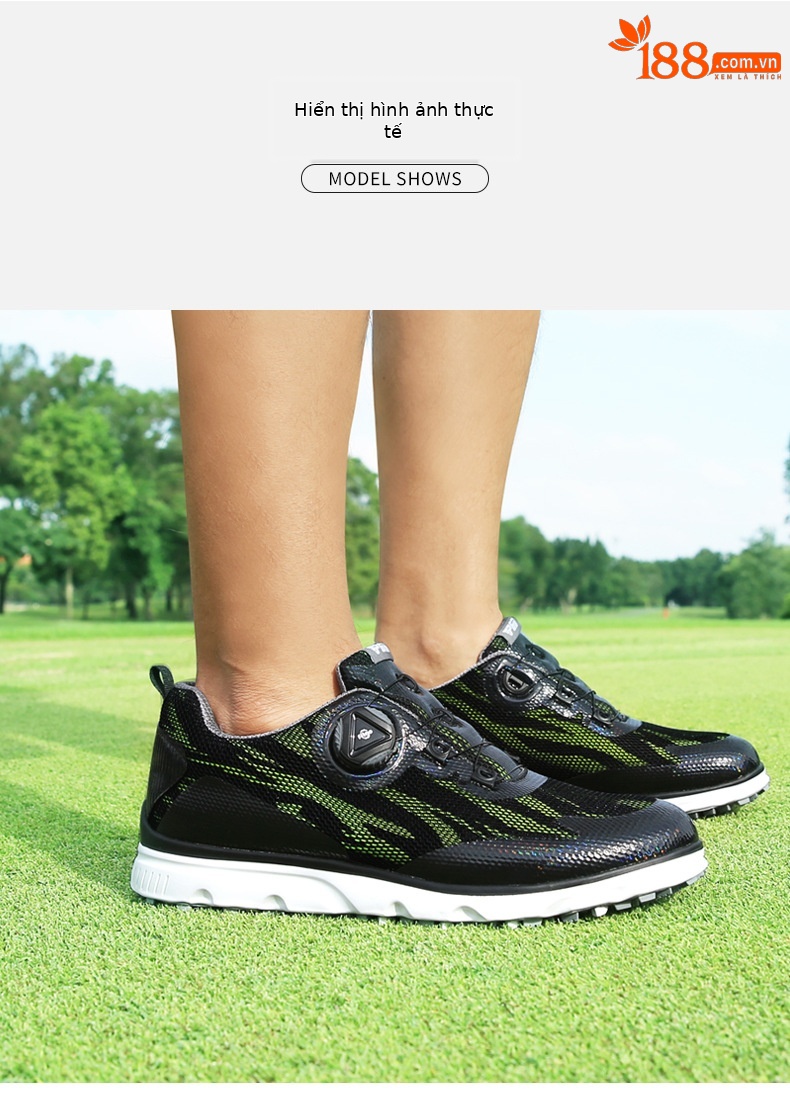 Giày golf nam PGM chống trượt, núm vặn dây, lưới thoáng khí — XZ228-Đen Trắng, XZ228-Đen huỳnh quang chi tiết 8