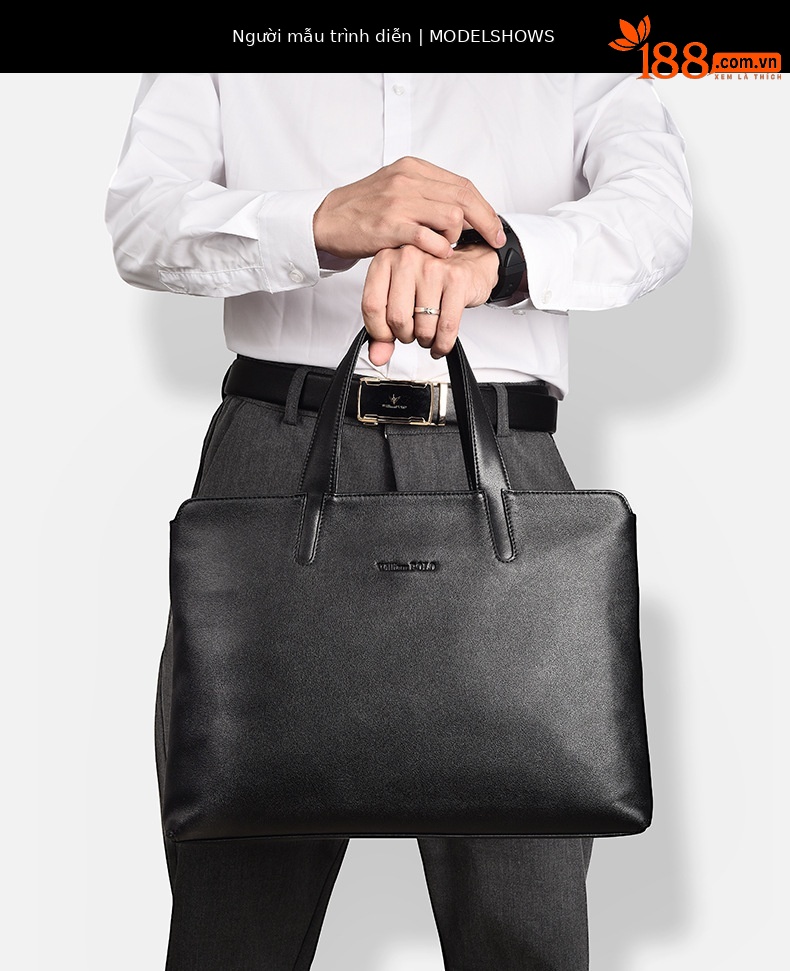 Túi xách công sở nam da bò đầu 15 inch phong cách đơn giản sức chứa lớn chi tiết 3