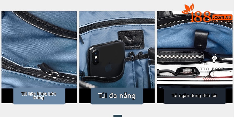 Túi xách công sở nam da bò đầu 15 inch phong cách đơn giản sức chứa lớn chi tiết 10