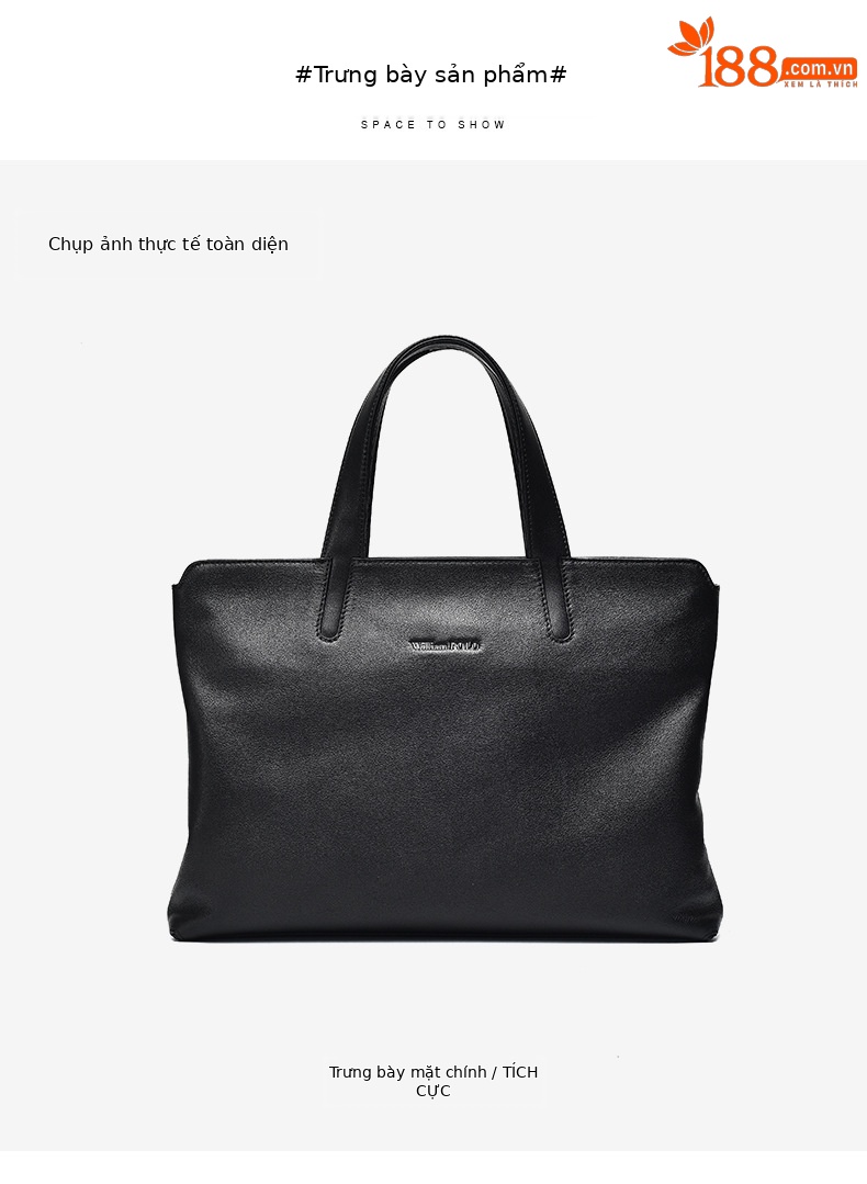 Túi xách công sở nam da bò đầu 15 inch phong cách đơn giản sức chứa lớn chi tiết 13