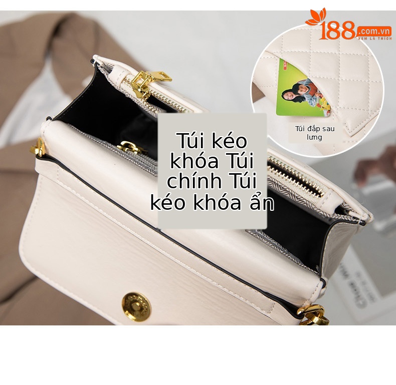 Túi đeo chéo nữ dây xích ngọc trai họa tiết kim cương giả cao cấp — Cỡ nhỏ màu trắng, Cỡ lớn màu trắng, Cỡ nhỏ màu đen, Cỡ lớn màu đen chi tiết 5