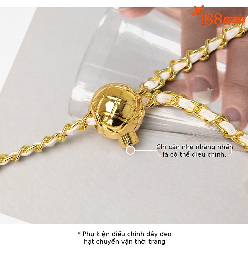 Túi đeo chéo nữ dây xích ngọc trai họa tiết kim cương giả cao cấp — Cỡ nhỏ màu trắng, Cỡ lớn màu trắng, Cỡ nhỏ màu đen, Cỡ lớn màu đen chi tiết 29