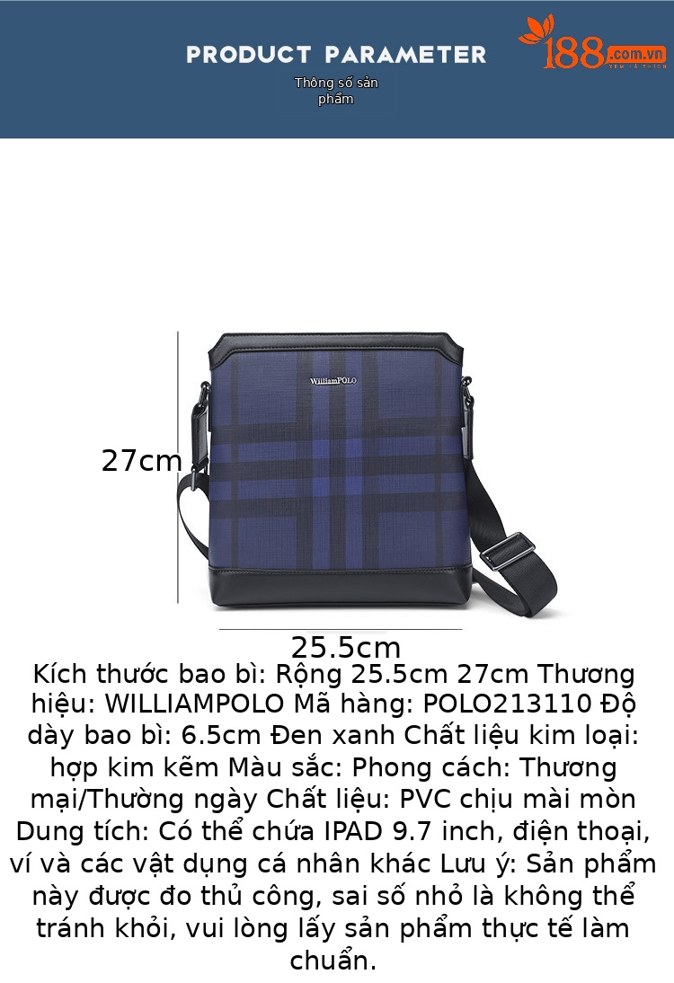 Túi đeo chéo nam đa năng thời trang công sở Emperor Paul chi tiết 8