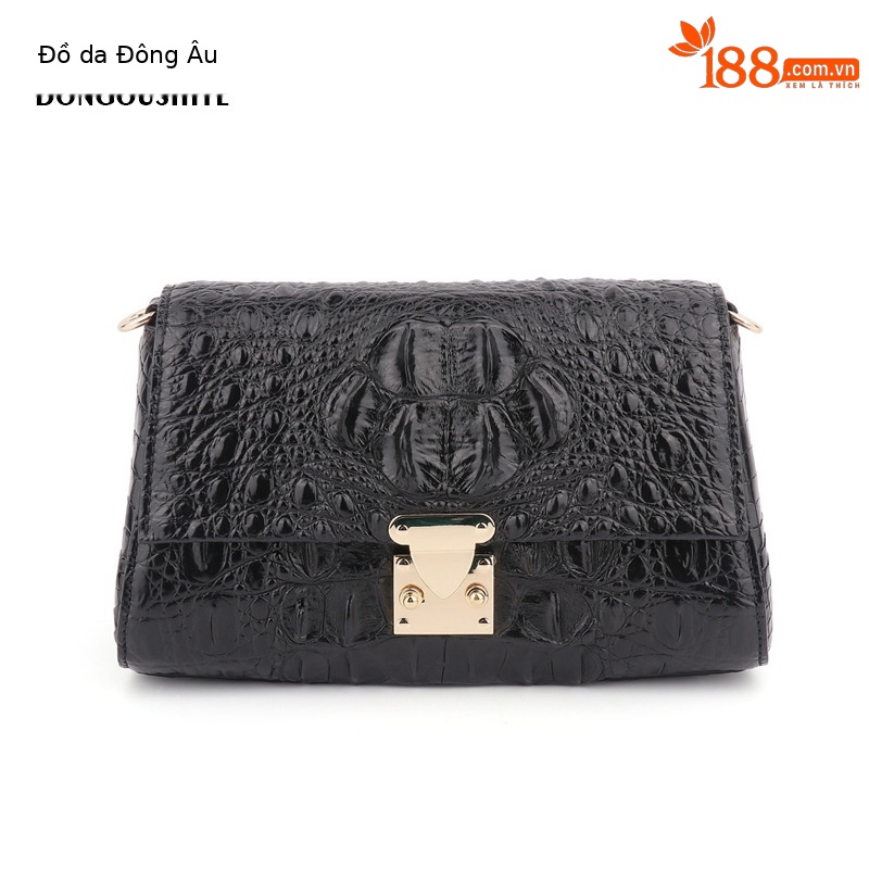 Túi đeo chéo nữ da cá sấu nhỏ gọn mùa hè 24x14x9 cm — Màu đen, Màu đỏ