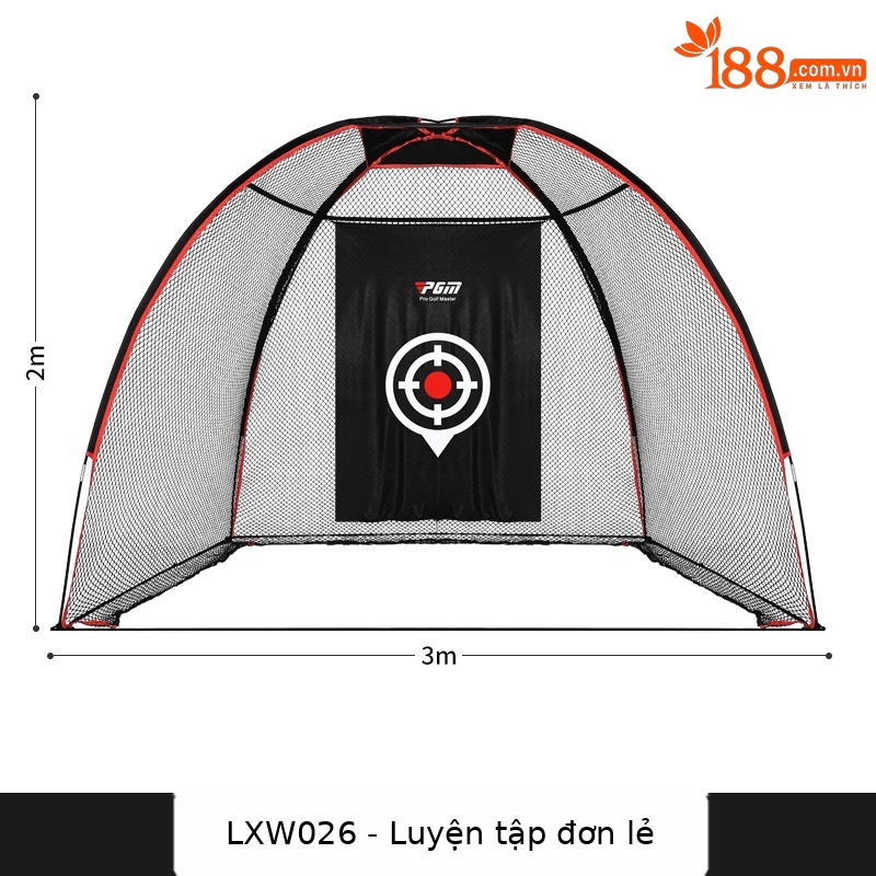 Lưới tập golf trong nhà PGM khung sợi thủy tinh 3x2x1.6m — LXW026-Mạng thực hành đơn, DJD002 pad 1 * 1.25M phiên bản thường