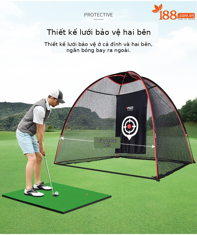 Lưới tập golf trong nhà PGM khung sợi thủy tinh 3x2x1.6m — LXW026-Mạng thực hành đơn, DJD002 pad 1 * 1.25M phiên bản thường chi tiết 3