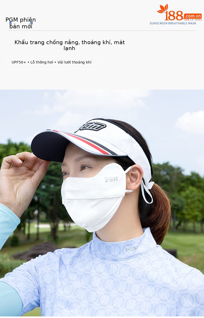 Mặt nạ chống nắng PGM Golf nữ thoáng khí mát mẻ, che nắng mùa hè — Koz005-xanh xám nhạt, KOZ005-màu trắng, KOZ005-hồng nhạt chi tiết 2