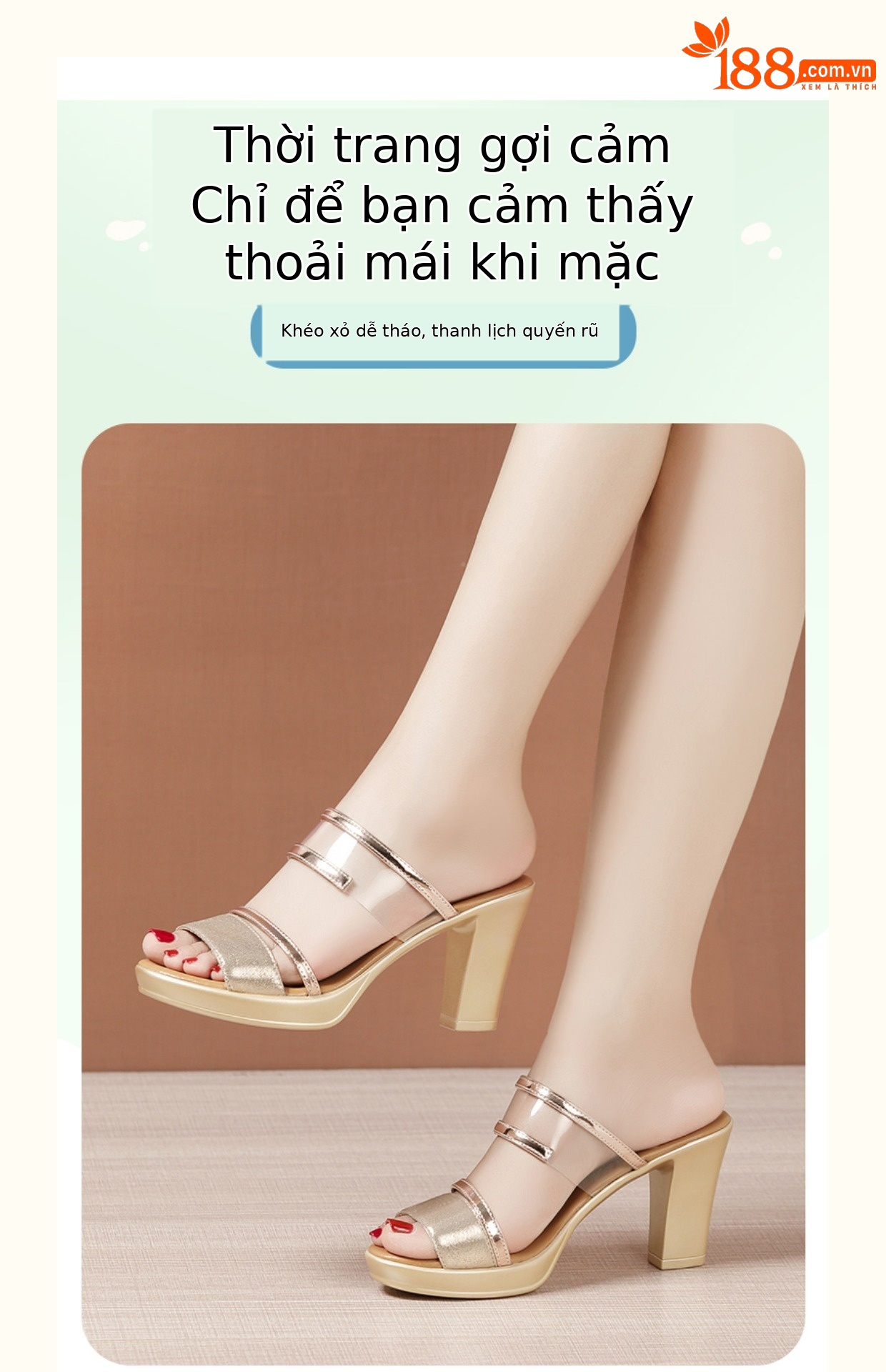 Dép sandal nữ quai chữ V đế xuồng gót thô 8 cm mùa hè 2025 — Bạc 8cm, Màu đỏ 8cm, Màu đen 8cm, Màu vàng 8cm chi tiết 4