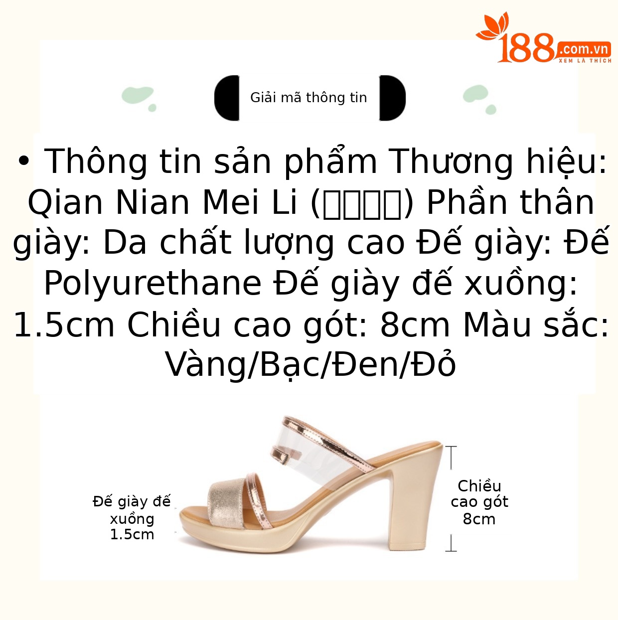 Dép sandal nữ quai chữ V đế xuồng gót thô 8 cm mùa hè 2025 — Bạc 8cm, Màu đỏ 8cm, Màu đen 8cm, Màu vàng 8cm chi tiết 7