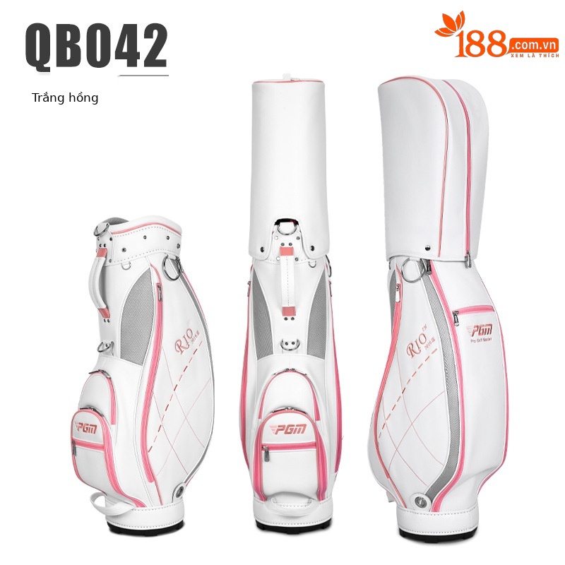 Túi golf PGM tiêu chuẩn nữ nhẹ, chất liệu PU, kích thước 123x22x35 cm — QB042-Trắng hồng, QB042-Màu xanh trắng