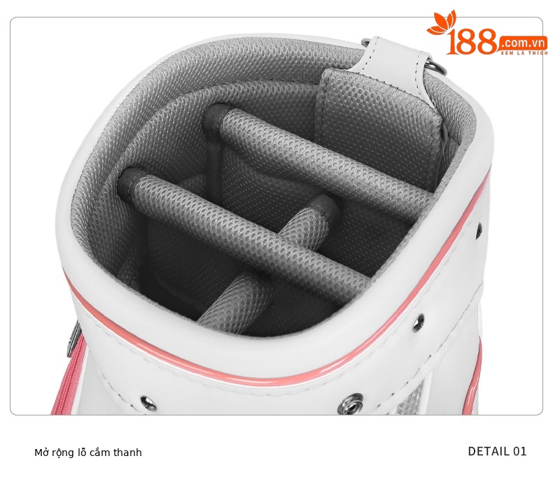 Túi golf PGM tiêu chuẩn nữ nhẹ, chất liệu PU, kích thước 123x22x35 cm — QB042-Trắng hồng, QB042-Màu xanh trắng chi tiết 14