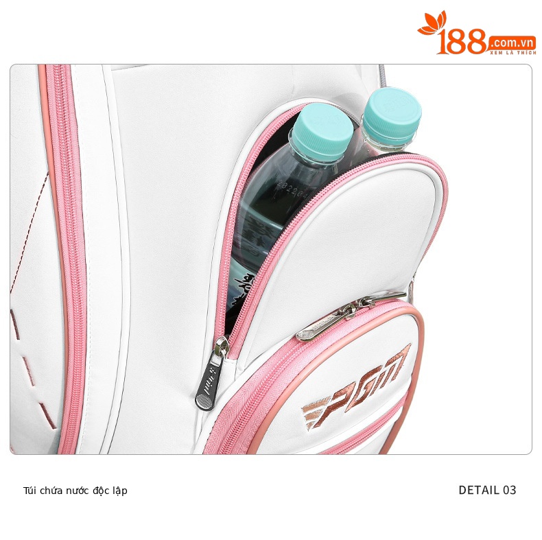 Túi golf PGM tiêu chuẩn nữ nhẹ, chất liệu PU, kích thước 123x22x35 cm — QB042-Trắng hồng, QB042-Màu xanh trắng chi tiết 16