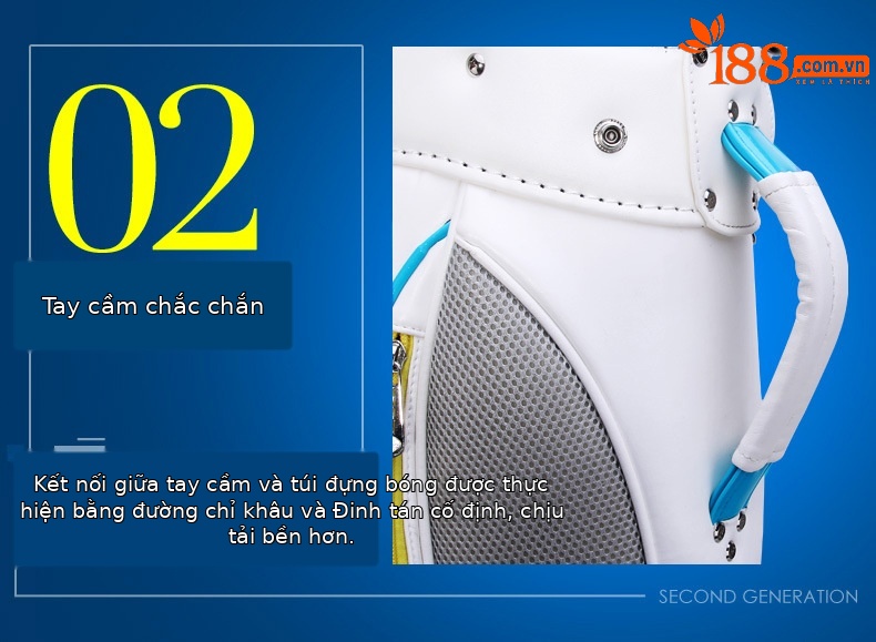 Túi golf PGM tiêu chuẩn nữ nhẹ, chất liệu PU, kích thước 123x22x35 cm — QB042-Trắng hồng, QB042-Màu xanh trắng chi tiết 24