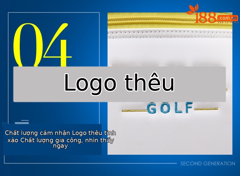 Túi golf PGM tiêu chuẩn nữ nhẹ, chất liệu PU, kích thước 123x22x35 cm — QB042-Trắng hồng, QB042-Màu xanh trắng chi tiết 26