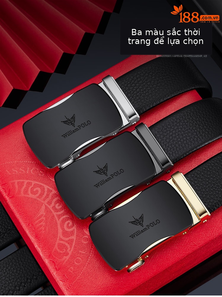 Thắt lưng da bò thật nam khóa tự động Emperor Paul — 120cm, 130cm, 110cm, 125cm chi tiết 4