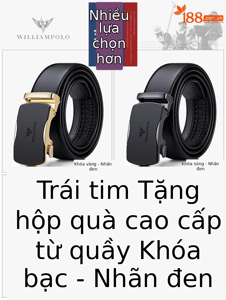 Thắt lưng da bò thật nam khóa tự động Emperor Paul — 120cm, 130cm, 110cm, 125cm chi tiết 11