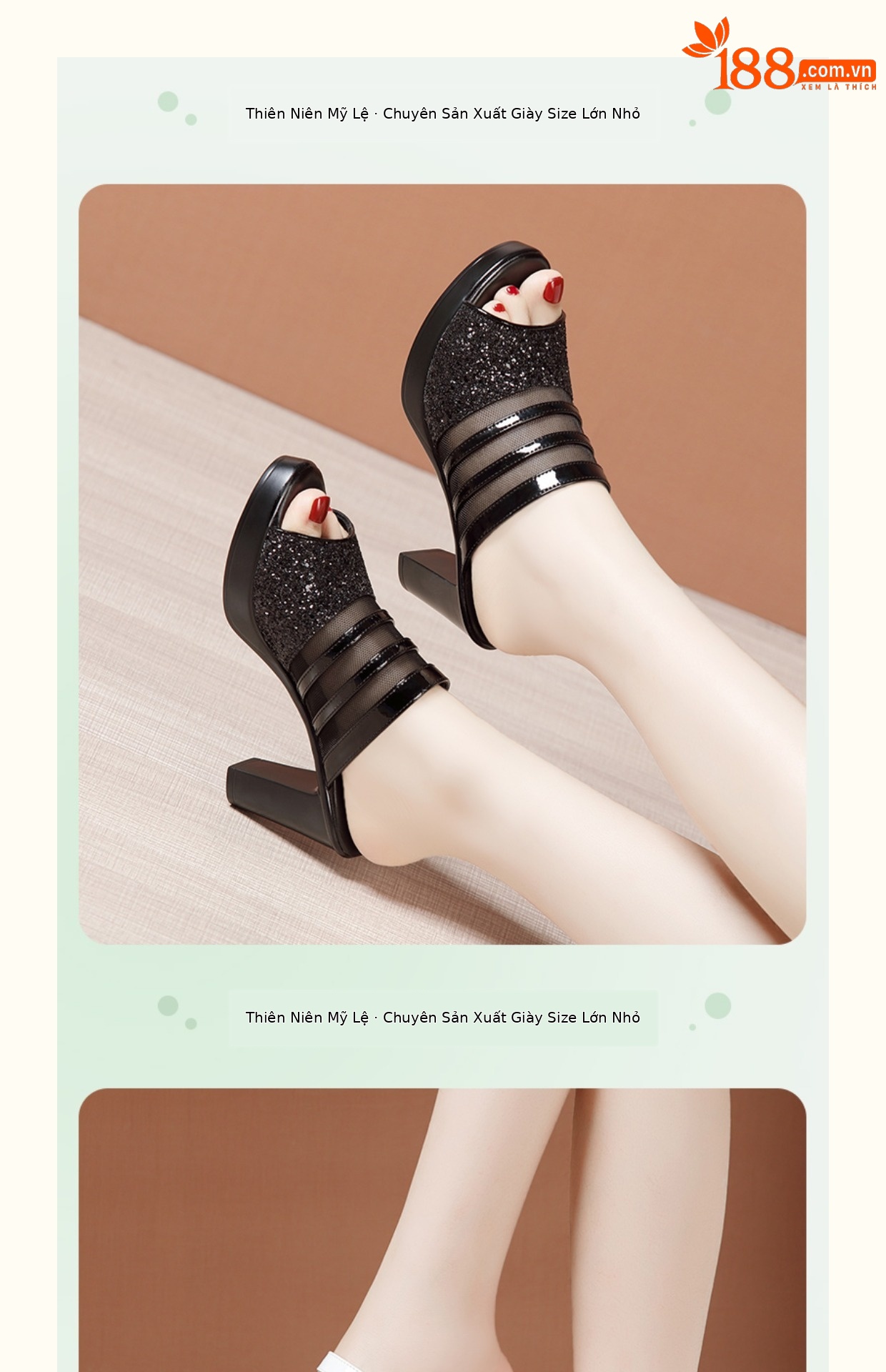Dép sandal nữ hở mũi da mềm đế dày gót thô 8 cm — Trắng 8cm, Màu đen 8cm chi tiết 8