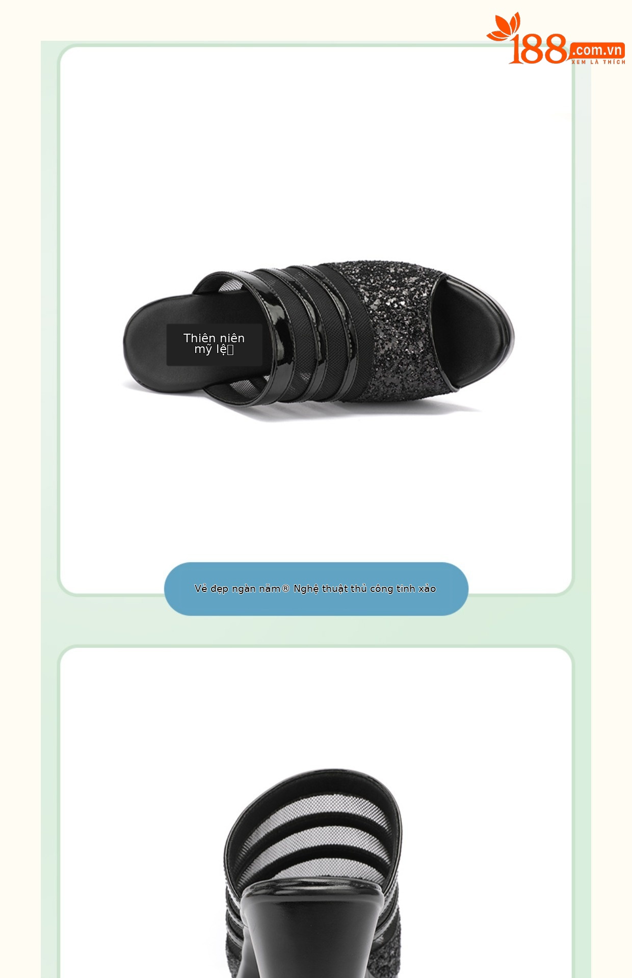 Dép sandal nữ hở mũi da mềm đế dày gót thô 8 cm — Trắng 8cm, Màu đen 8cm chi tiết 13