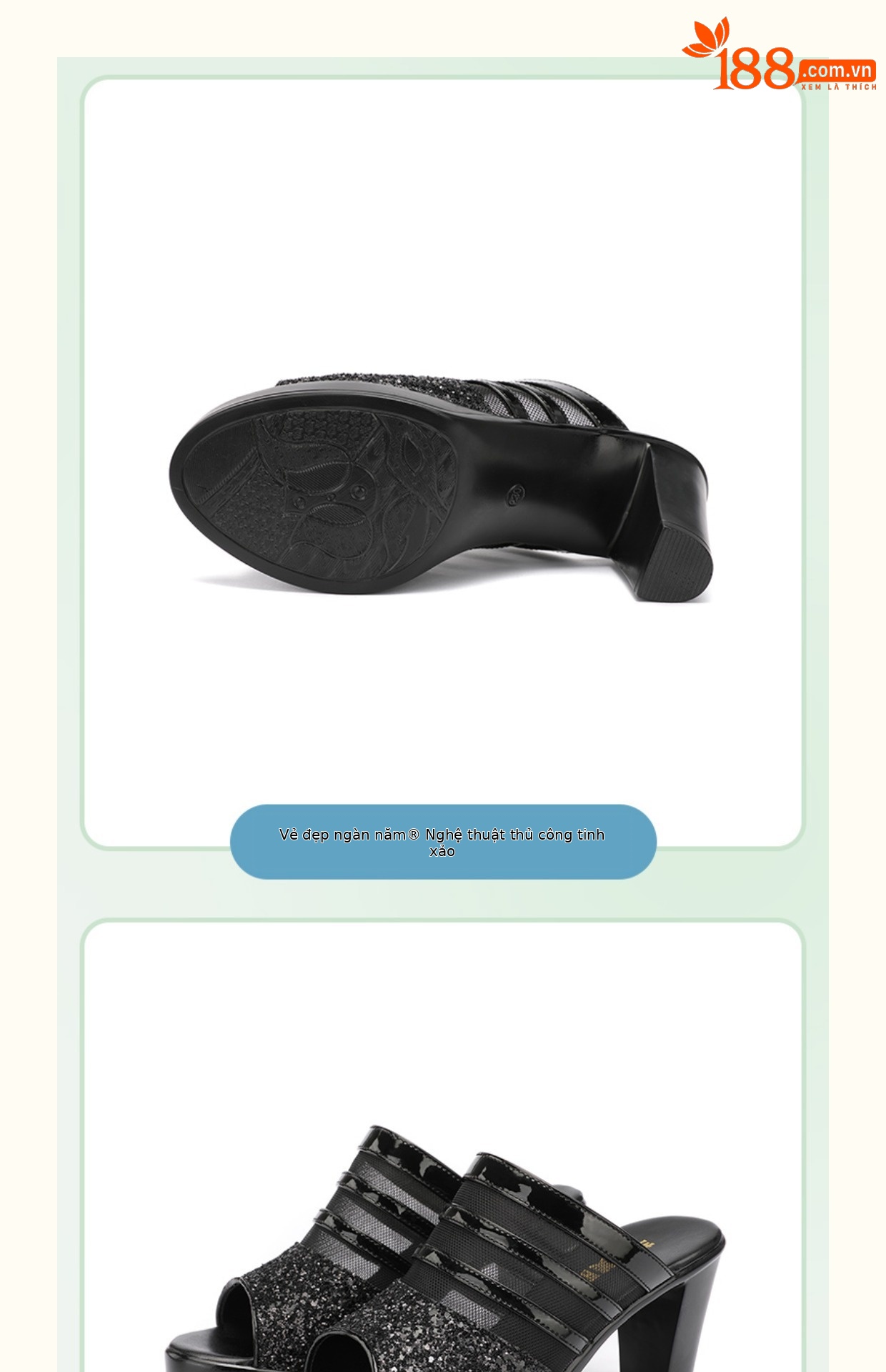 Dép sandal nữ hở mũi da mềm đế dày gót thô 8 cm — Trắng 8cm, Màu đen 8cm chi tiết 15