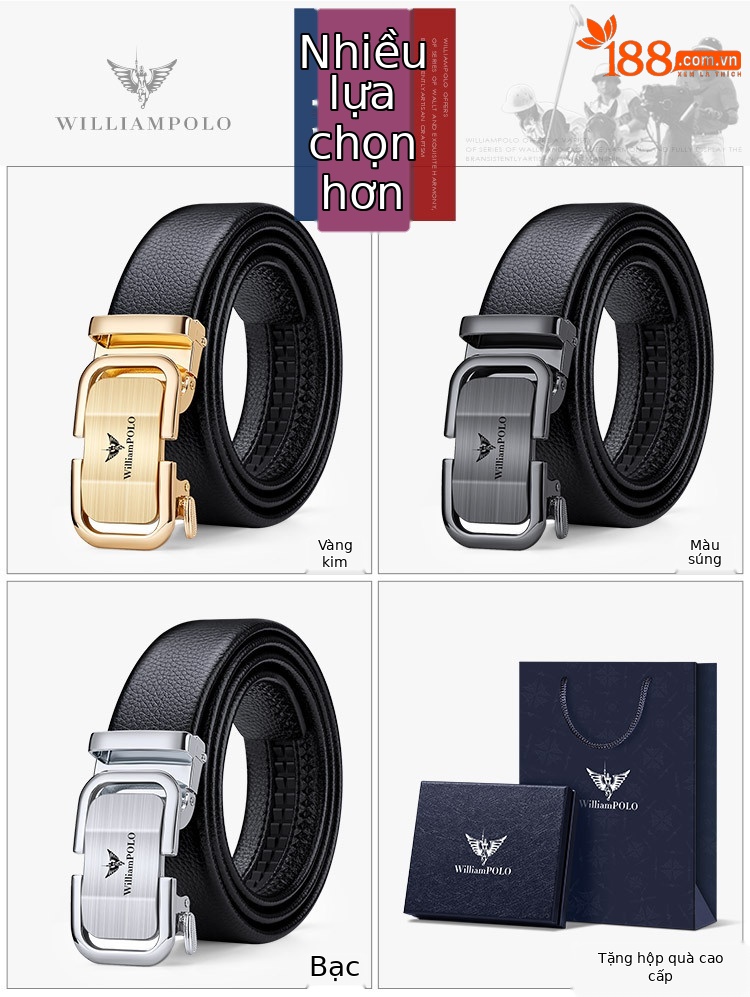 Thắt lưng da bò thật nam khóa tự động Hoàng đế Paul — 120cm, 130cm, 110cm, 125cm chi tiết 10