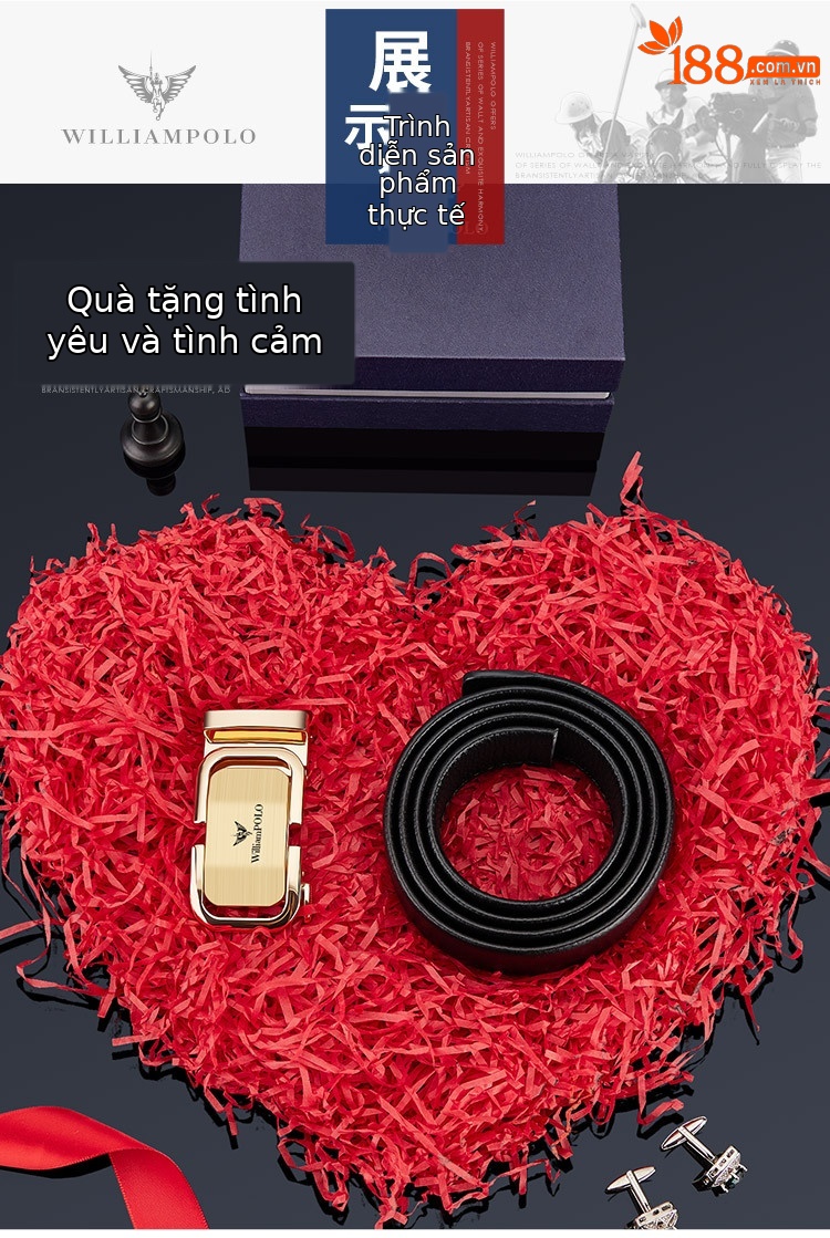 Thắt lưng da bò thật nam khóa tự động Hoàng đế Paul — 120cm, 130cm, 110cm, 125cm chi tiết 11