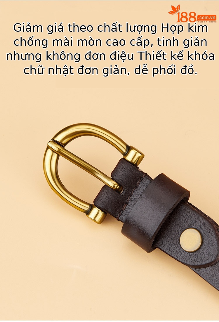 Thắt lưng nữ da bò thật Emperor Paul khóa kim phối hợp thời trang — 100cm, 110cm, 115cm, 105cm chi tiết 3