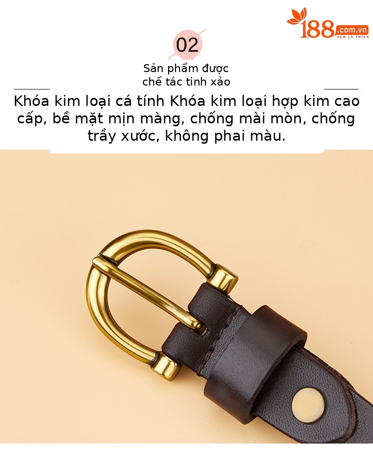 Thắt lưng nữ da bò thật Emperor Paul khóa kim phối hợp thời trang — 100cm, 110cm, 115cm, 105cm chi tiết 9