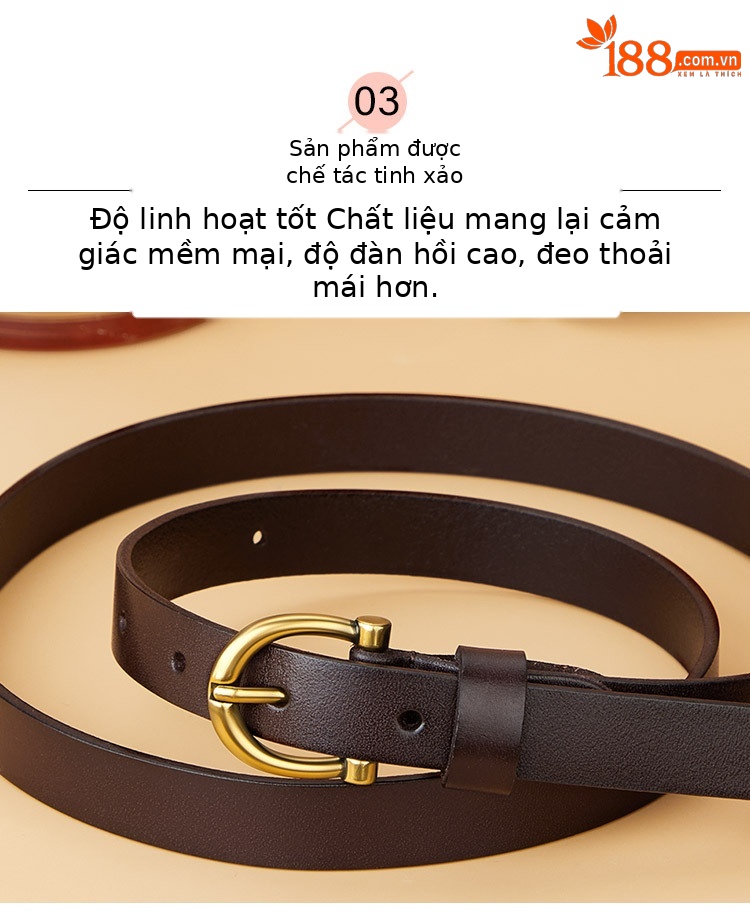 Thắt lưng nữ da bò thật Emperor Paul khóa kim phối hợp thời trang — 100cm, 110cm, 115cm, 105cm chi tiết 10