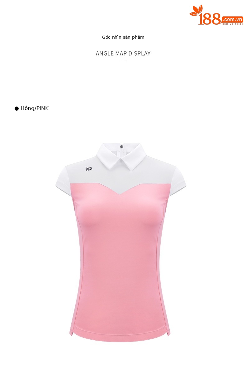 Áo thun golf nữ tay ngắn PGM cổ bẻ khóa kéo, phối màu cổ — YF484-màu trắng xanh navy, YF484-màu trắng hồng chi tiết 10