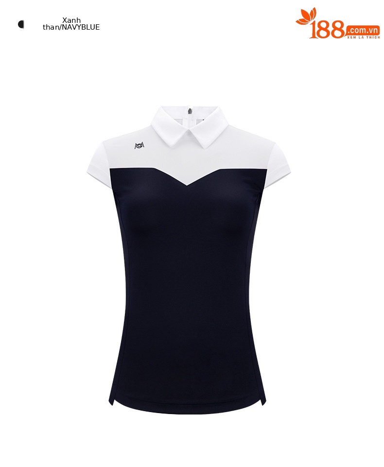 Áo thun golf nữ tay ngắn PGM cổ bẻ khóa kéo, phối màu cổ — YF484-màu trắng xanh navy, YF484-màu trắng hồng chi tiết 13
