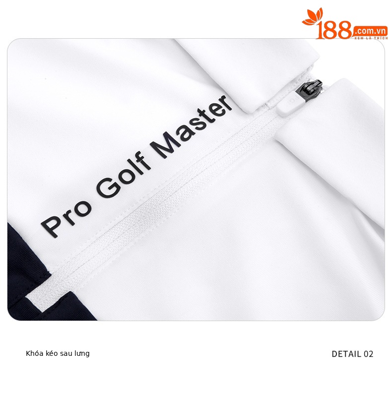 Áo thun golf nữ tay ngắn PGM cổ bẻ khóa kéo, phối màu cổ — YF484-màu trắng xanh navy, YF484-màu trắng hồng chi tiết 17