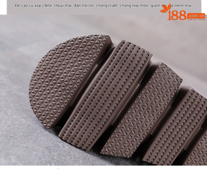 Sandal nữ đế dày da bò thật, mũi bít lỗ, gót thấp đi hè — Màu nâu chi tiết 7