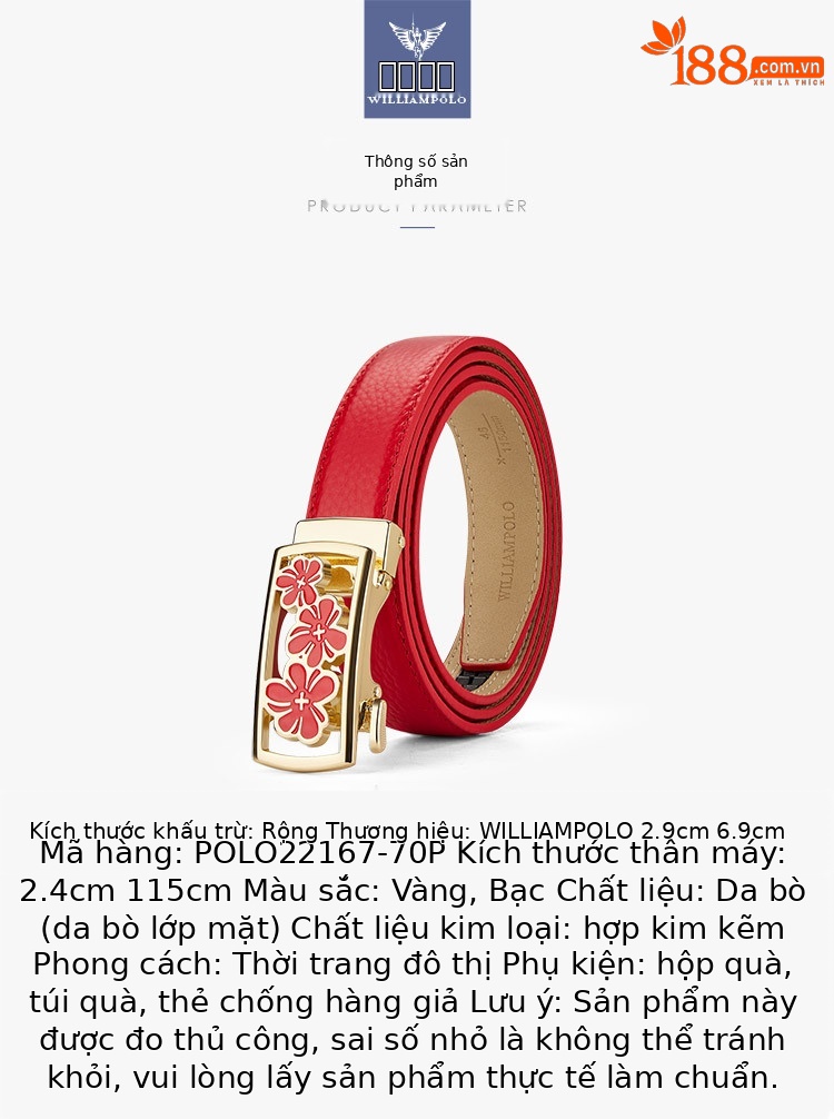 Thắt lưng nữ da bò thật khóa tự động phong cách Hàn Quốc — 120cm, 100cm, 110cm, 115cm chi tiết 8