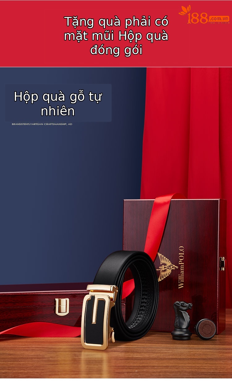 Thắt lưng da bò nam khóa tự động Hoàng đế Paul — 120cm, 130cm, 110cm, 125cm chi tiết 2