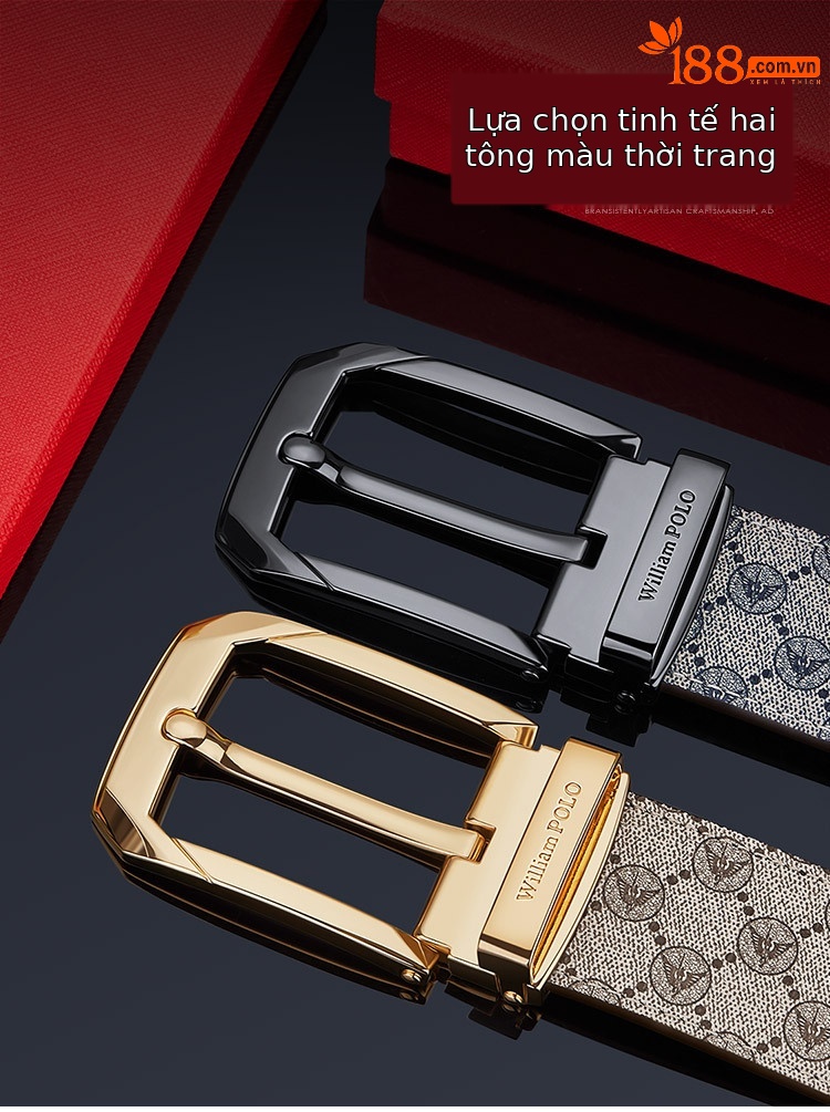 Thắt lưng nam da bò khóa pin Emperor Paul – phong cách công sở thời trang, tặng kèm hộp quà — 120cm, 130cm, 110cm, 125cm chi tiết 4
