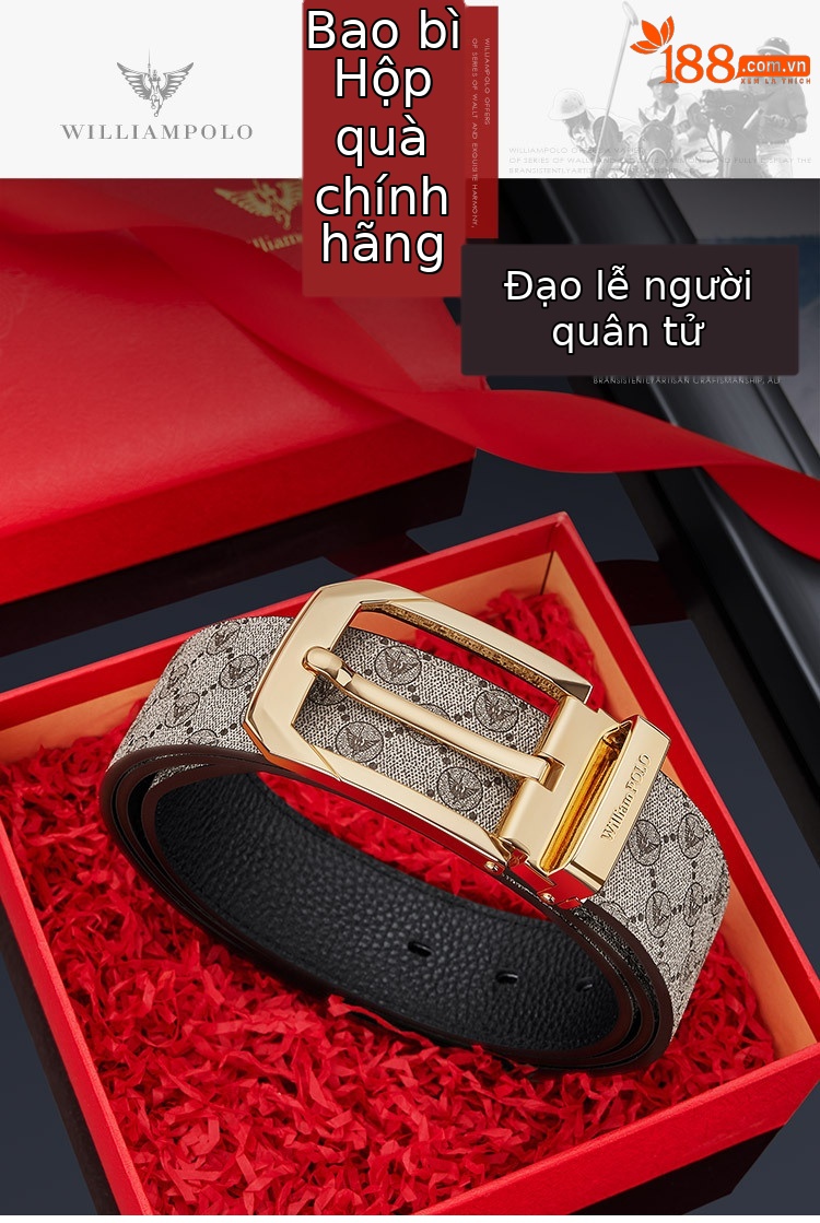 Thắt lưng nam da bò khóa pin Emperor Paul – phong cách công sở thời trang, tặng kèm hộp quà — 120cm, 130cm, 110cm, 125cm chi tiết 9