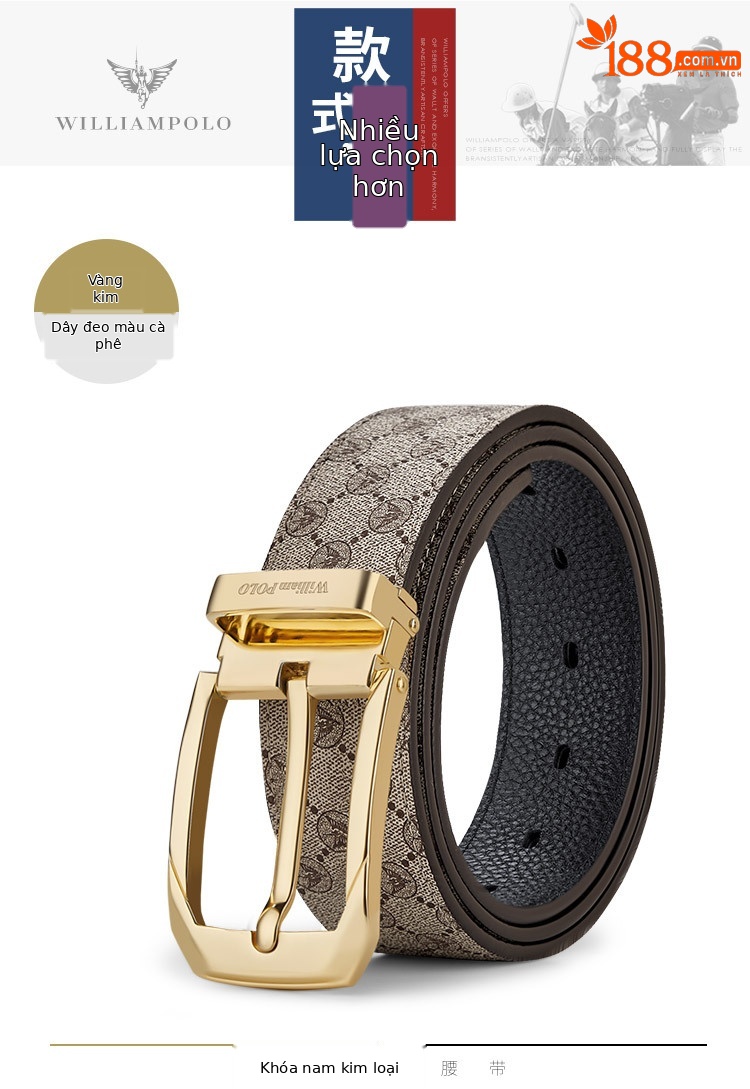 Thắt lưng nam da bò khóa pin Emperor Paul – phong cách công sở thời trang, tặng kèm hộp quà — 120cm, 130cm, 110cm, 125cm chi tiết 11