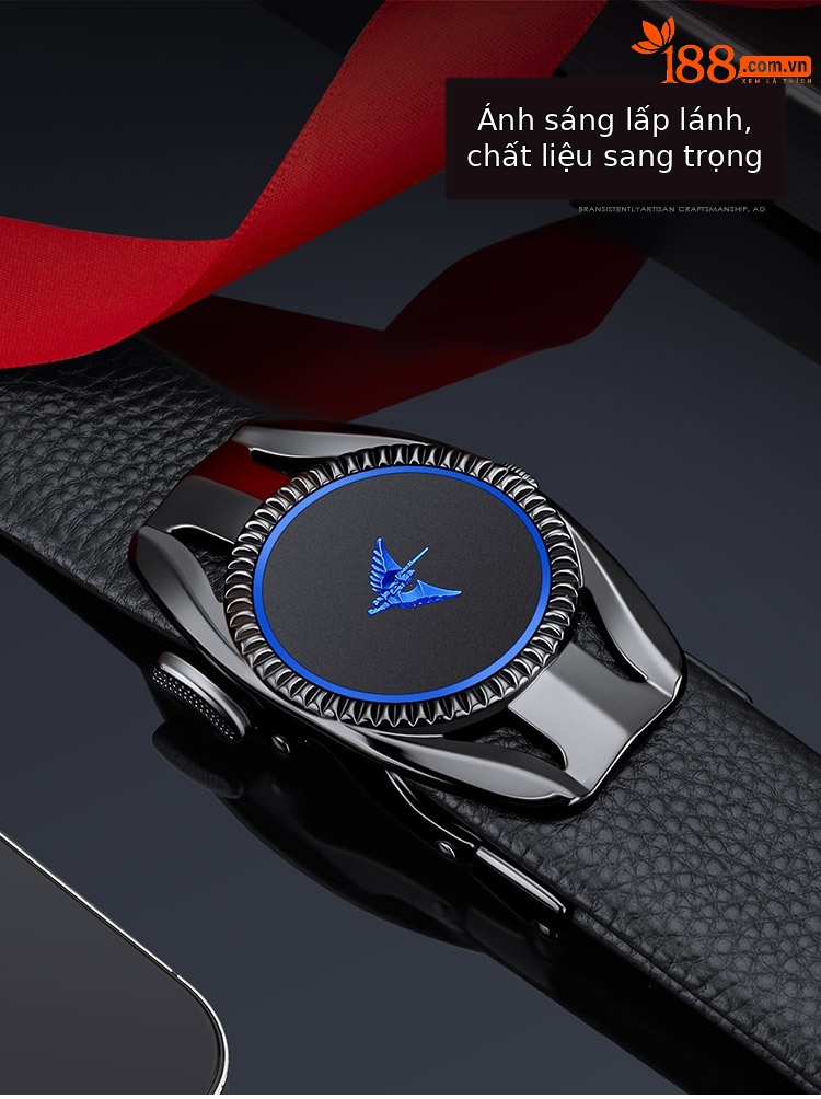 Thắt lưng da bò nam khóa tự động Đế Vương Paul phong cách công sở — 120cm, 130cm, 110cm, 125cm chi tiết 2