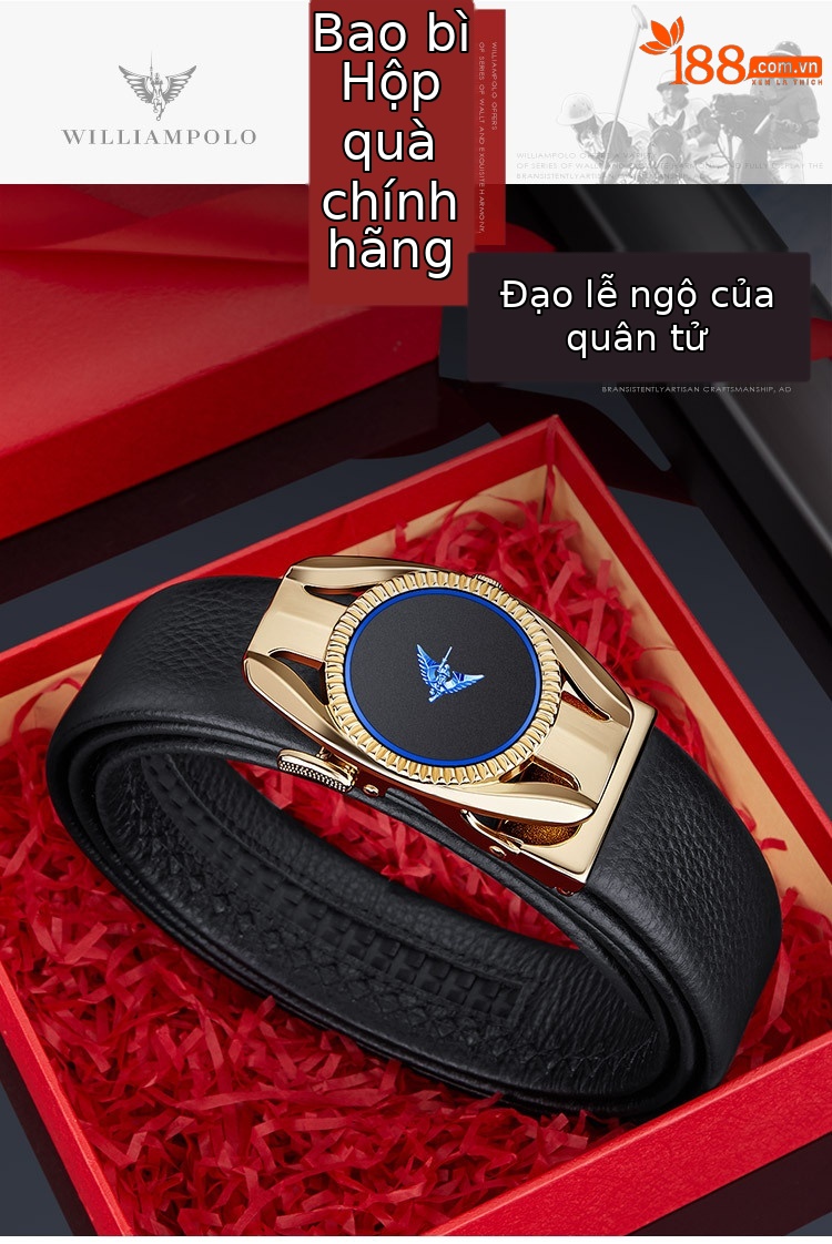 Thắt lưng da bò nam khóa tự động Đế Vương Paul phong cách công sở — 120cm, 130cm, 110cm, 125cm chi tiết 9