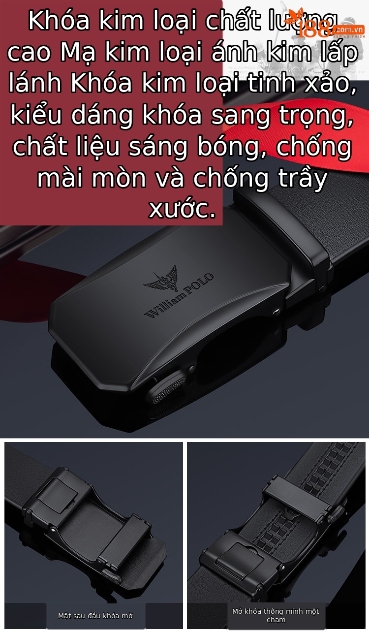 Thắt lưng da bò thật nam cao cấp – Da bò lớp đầu tiên, khóa kim, phong cách công sở — 120cm, 130cm, 110cm, 125cm chi tiết 6