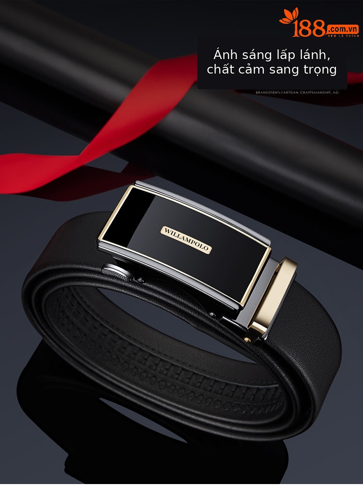 Thắt lưng nam da bò hai lớp khóa tự động Emperor Paul cao cấp — 120cm, 130cm, 110cm, 125cm chi tiết 2