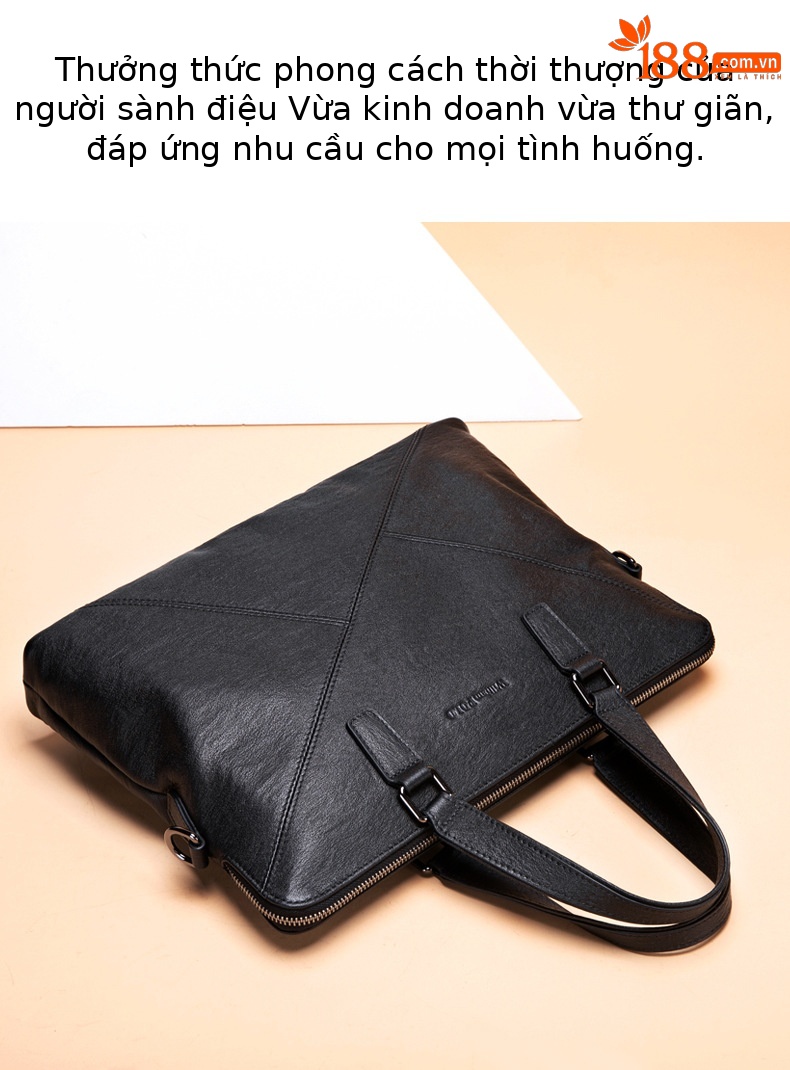 Túi xách laptop nam da bò Emperor Paul – thiết kế đa năng, tay xách và đeo chéo chi tiết 2