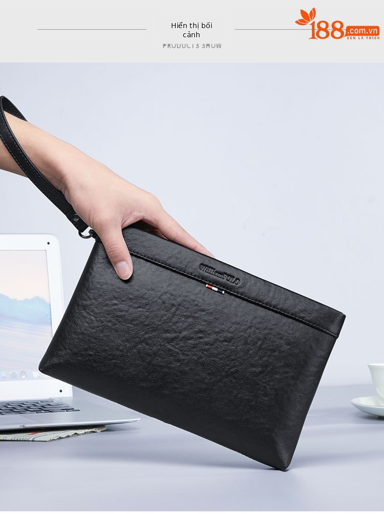 Túi xách tay nam da bò cao cấp phong bì công sở chi tiết 12