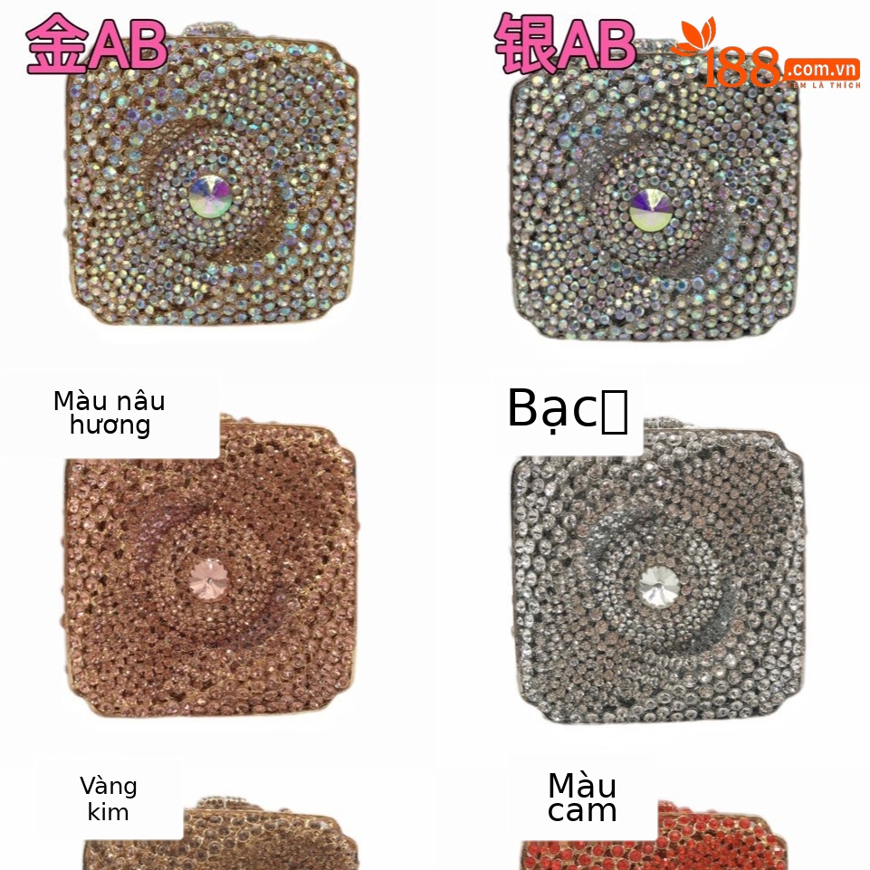 Túi hộp mini nữ xách tay đính đá pha lê hình mắt vũ trụ — Màu Đỏ/Súng phần cứng