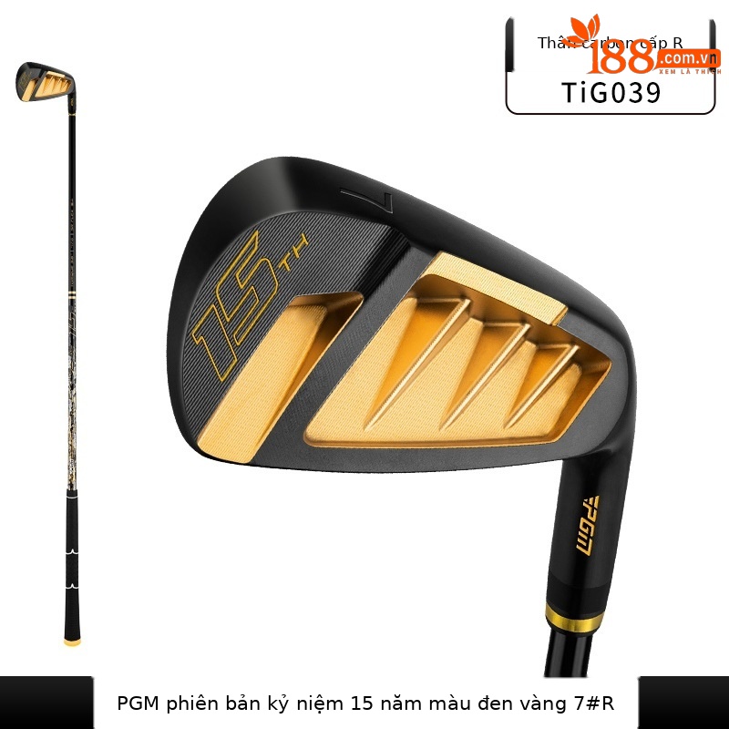 Gậy sắt PGM Golf số 7, sắt mềm rèn, thiết kế lưỡi nhỏ, thân carbon siêu nhẹ — TIG039-Thanh carbon vàng đen lớp R, TIG039-Đen vàng carbon cực SR cấp, TIG039-Thanh carbon vàng đen lớp S, TIG039-Thanh thép vàng đen