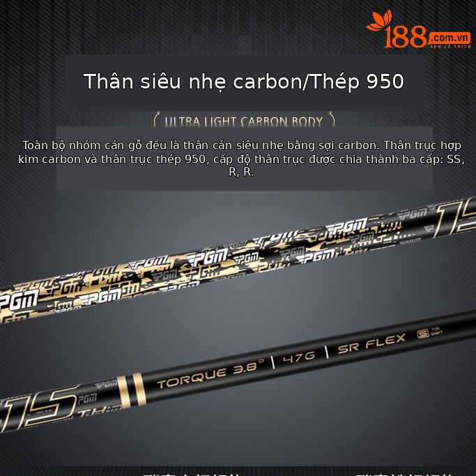 Gậy sắt PGM Golf số 7, sắt mềm rèn, thiết kế lưỡi nhỏ, thân carbon siêu nhẹ — TIG039-Thanh carbon vàng đen lớp R, TIG039-Đen vàng carbon cực SR cấp, TIG039-Thanh carbon vàng đen lớp S, TIG039-Thanh thép vàng đen