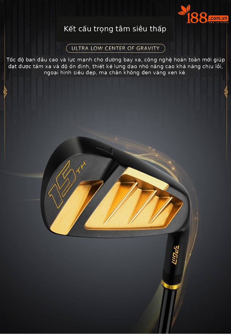Gậy sắt PGM Golf số 7, sắt mềm rèn, thiết kế lưỡi nhỏ, thân carbon siêu nhẹ — TIG039-Thanh carbon vàng đen lớp R, TIG039-Đen vàng carbon cực SR cấp, TIG039-Thanh carbon vàng đen lớp S, TIG039-Thanh thép vàng đen chi tiết 3