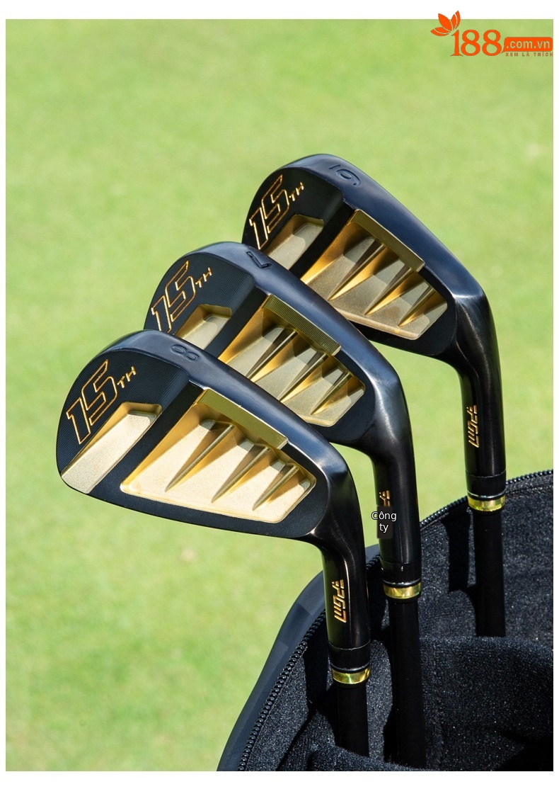Gậy sắt PGM Golf số 7, sắt mềm rèn, thiết kế lưỡi nhỏ, thân carbon siêu nhẹ — TIG039-Thanh carbon vàng đen lớp R, TIG039-Đen vàng carbon cực SR cấp, TIG039-Thanh carbon vàng đen lớp S, TIG039-Thanh thép vàng đen chi tiết 7